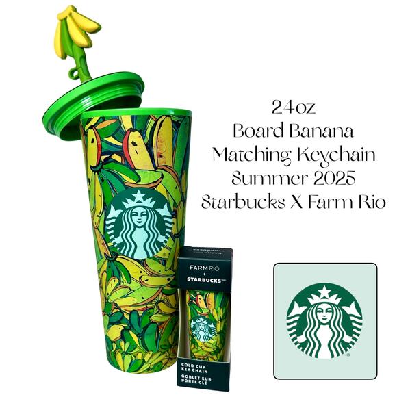 Starbucks Other - NEW STARBUCKS X FARM RIO Board Banana 24oz Cold Tumbler Mini Keychain LE 2025